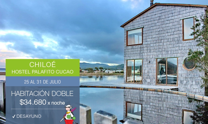Habitación doble a solo $34.680 en Palafito Cucao, Chiloé. 